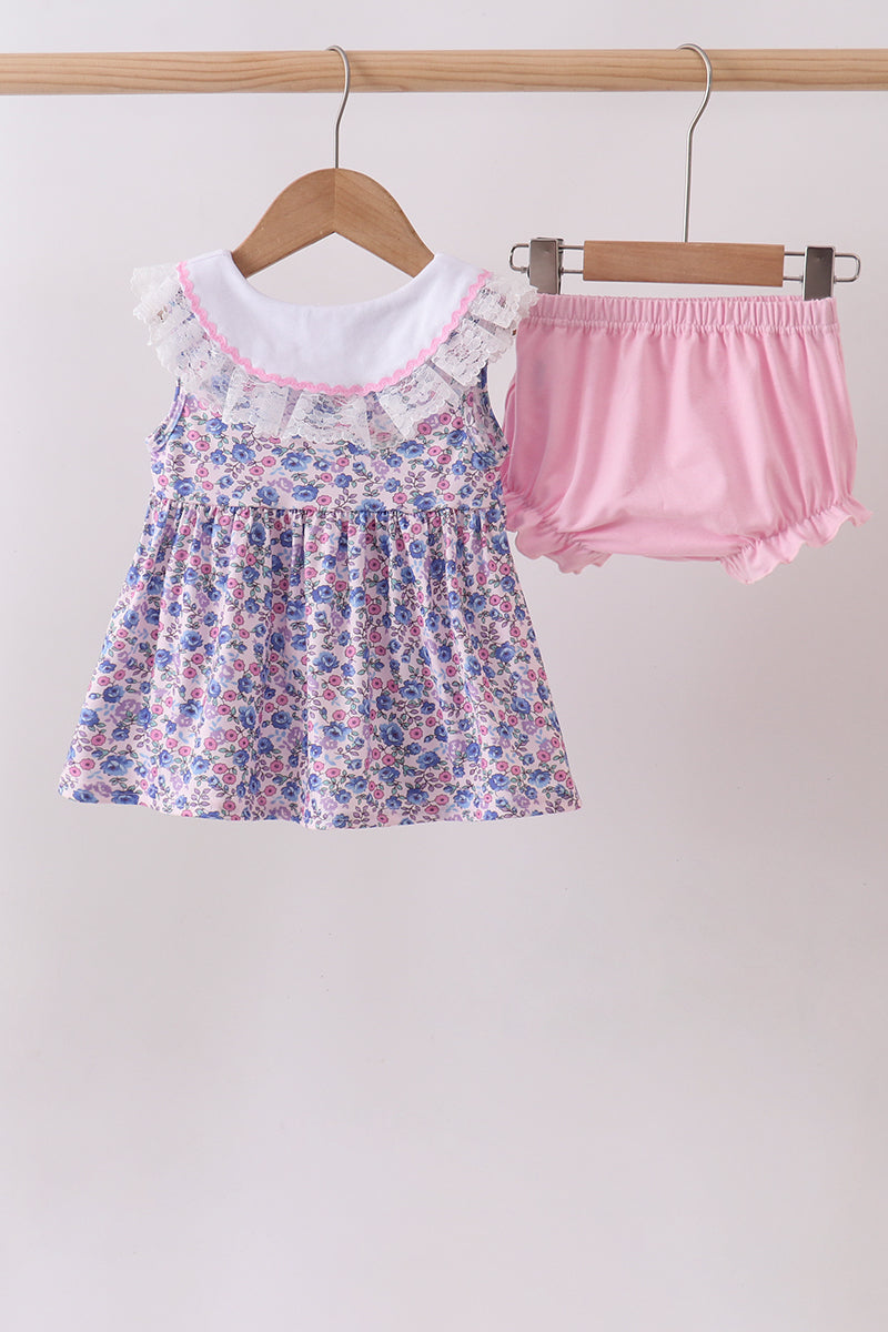 Ensemble bloomer en dentelle florale
