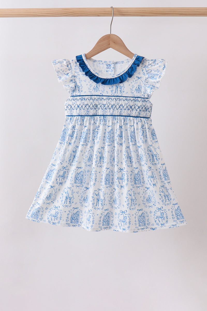 Robe froncée à volants Bleu Castle