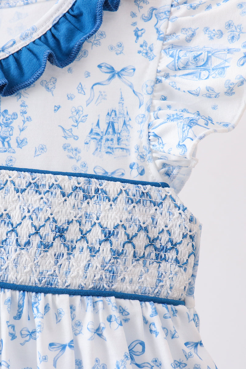 Robe froncée à volants Bleu Castle