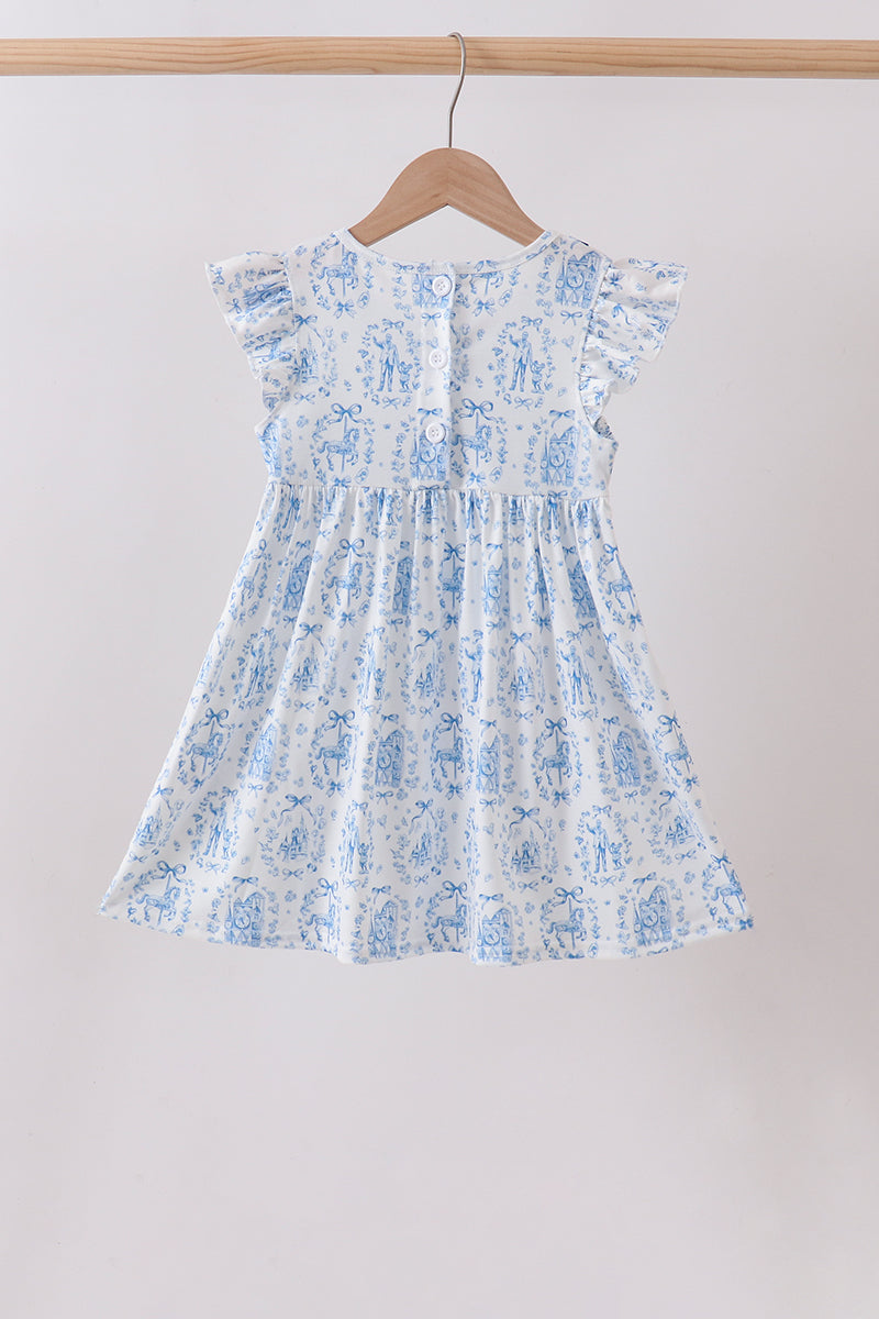 Robe froncée à volants Bleu Castle