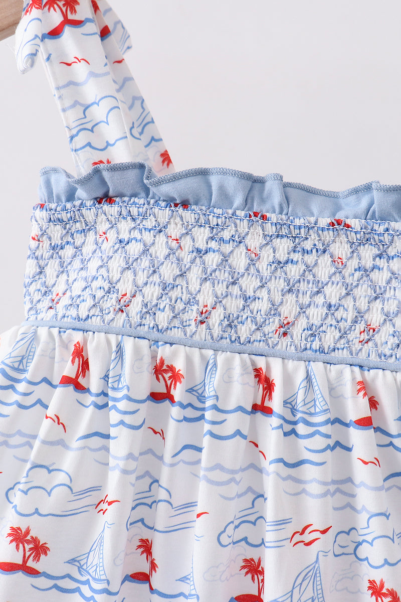 Ensemble smocké Voilier bleu