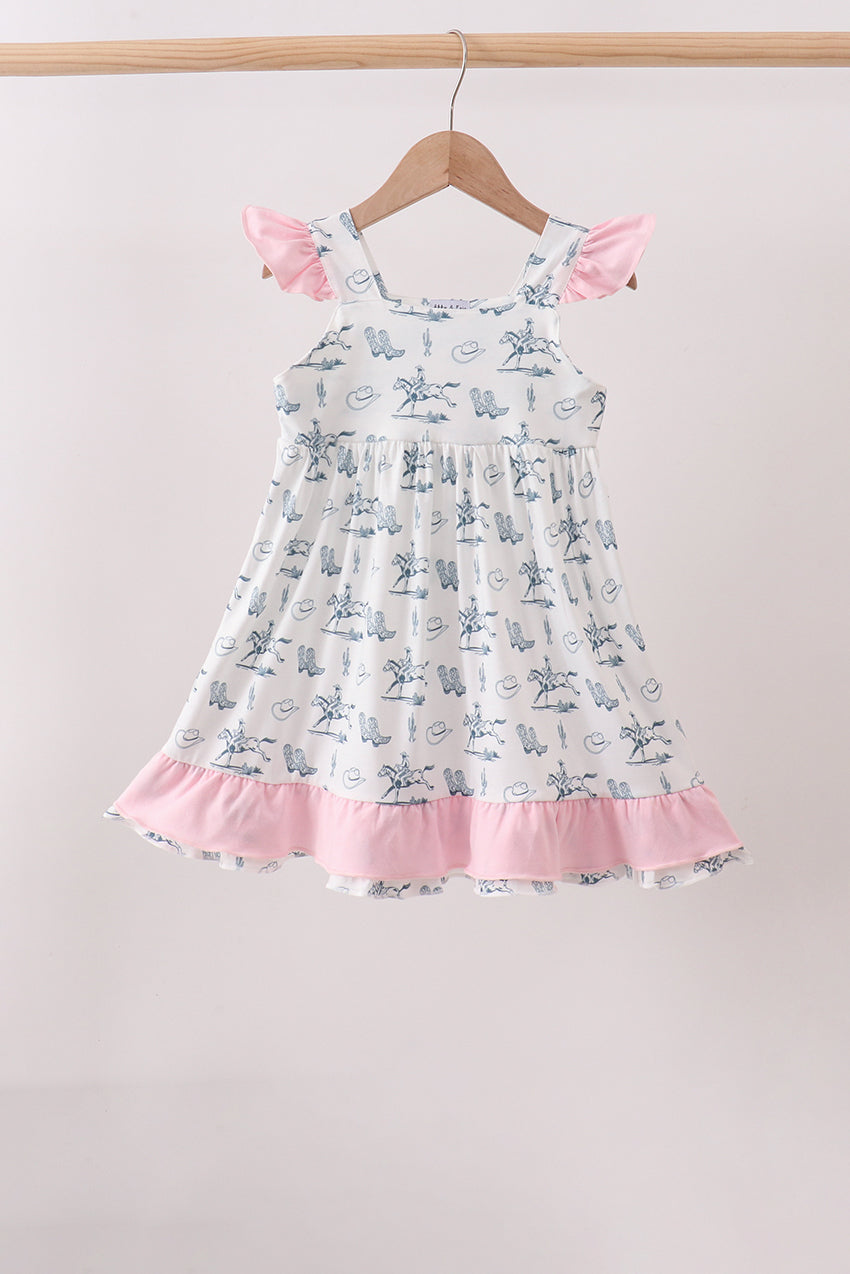 Robe à volants rose de cow-boy