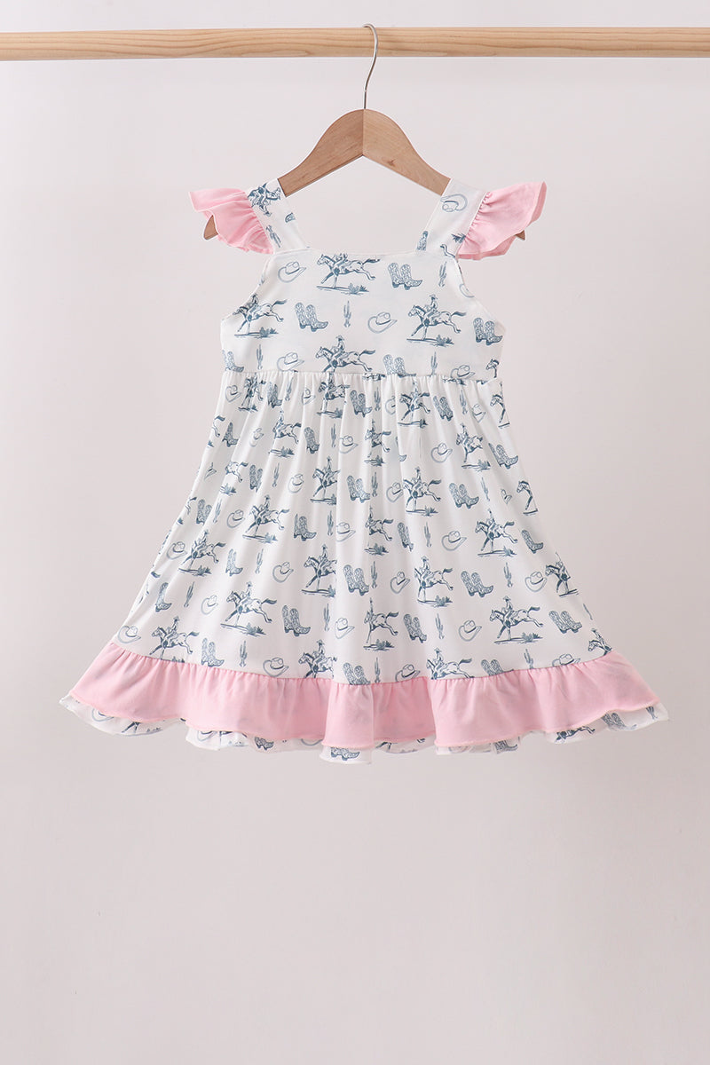 Robe à volants rose de cow-boy