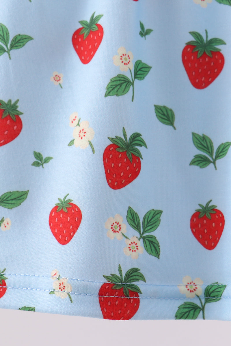 Ensemble bloomer à nœud brodé fraise bleue