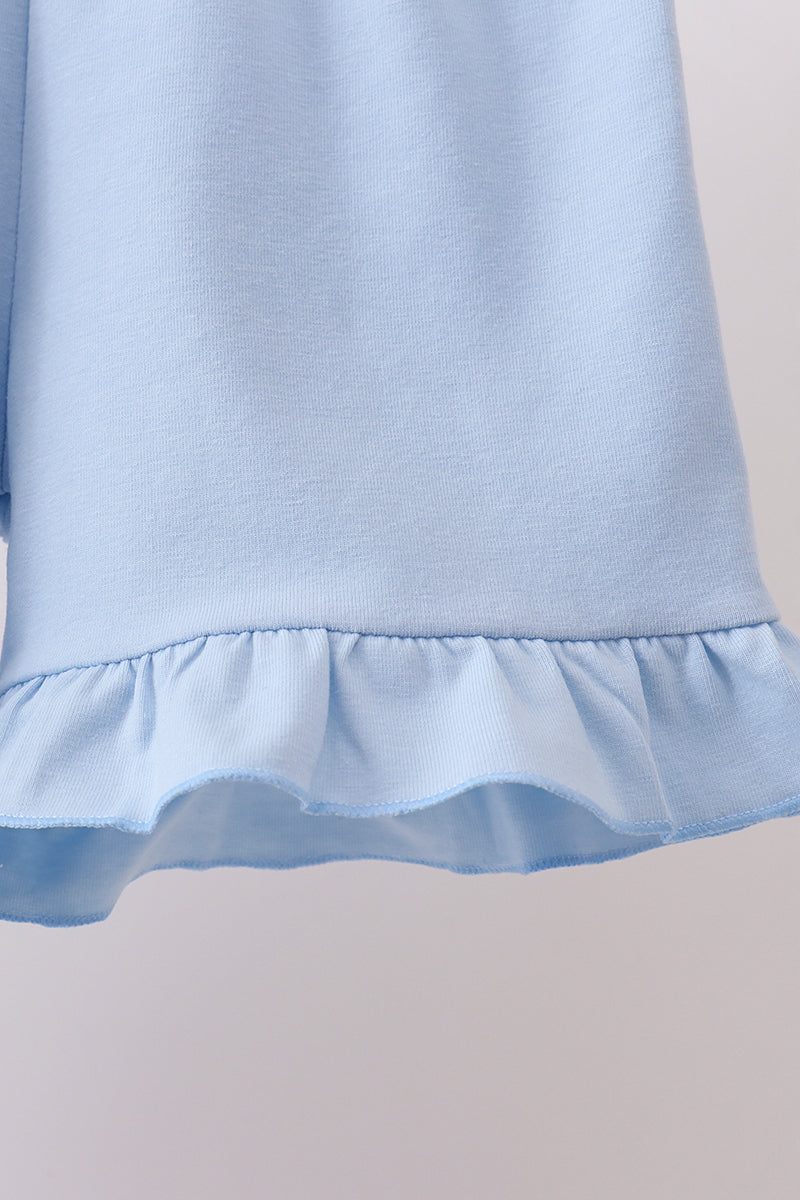 Ensemble perle smocké Hortensia bleu