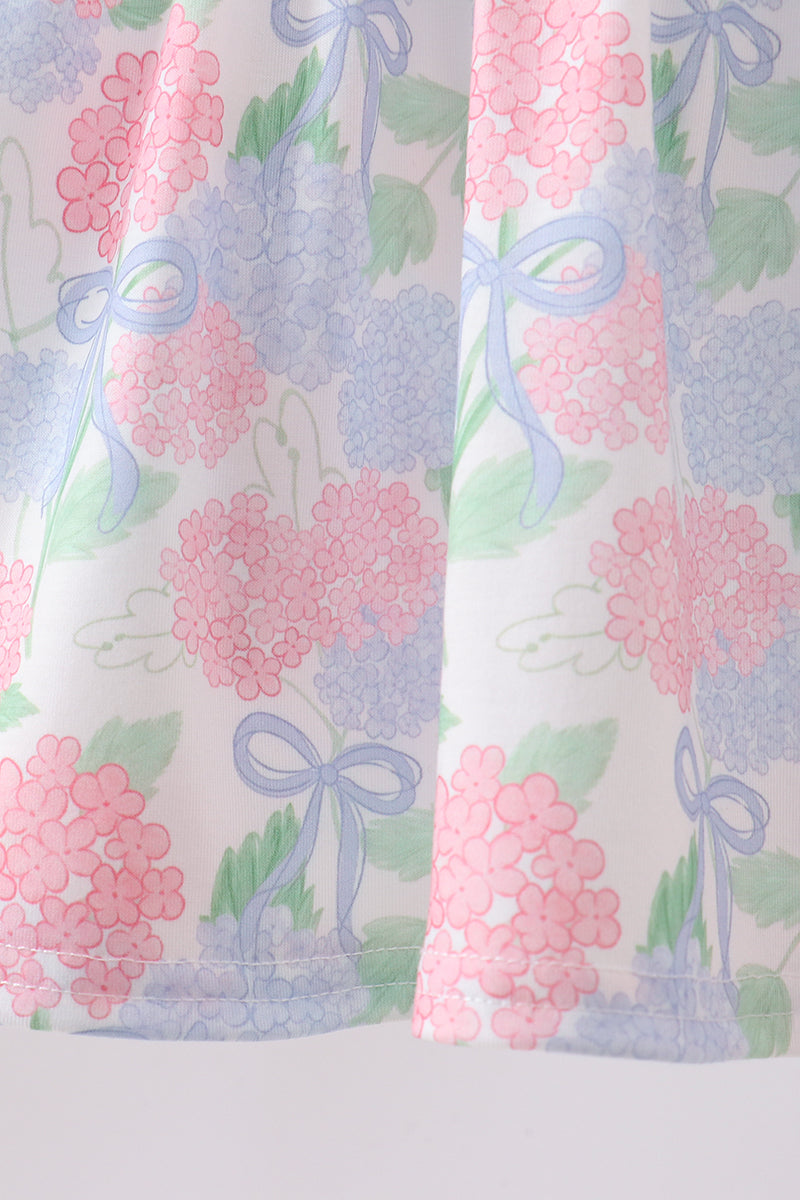 Ensemble perle smocké Hortensia bleu