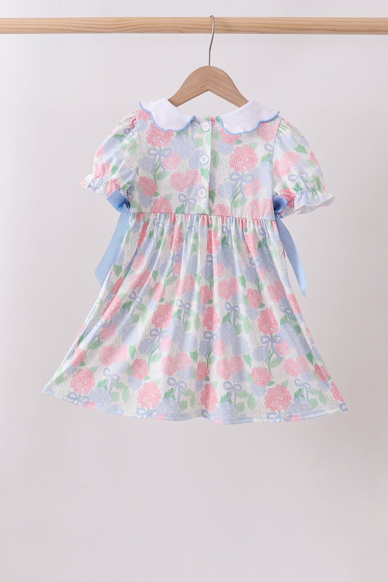 Robe smockée Hortensia Bleu avec Perles