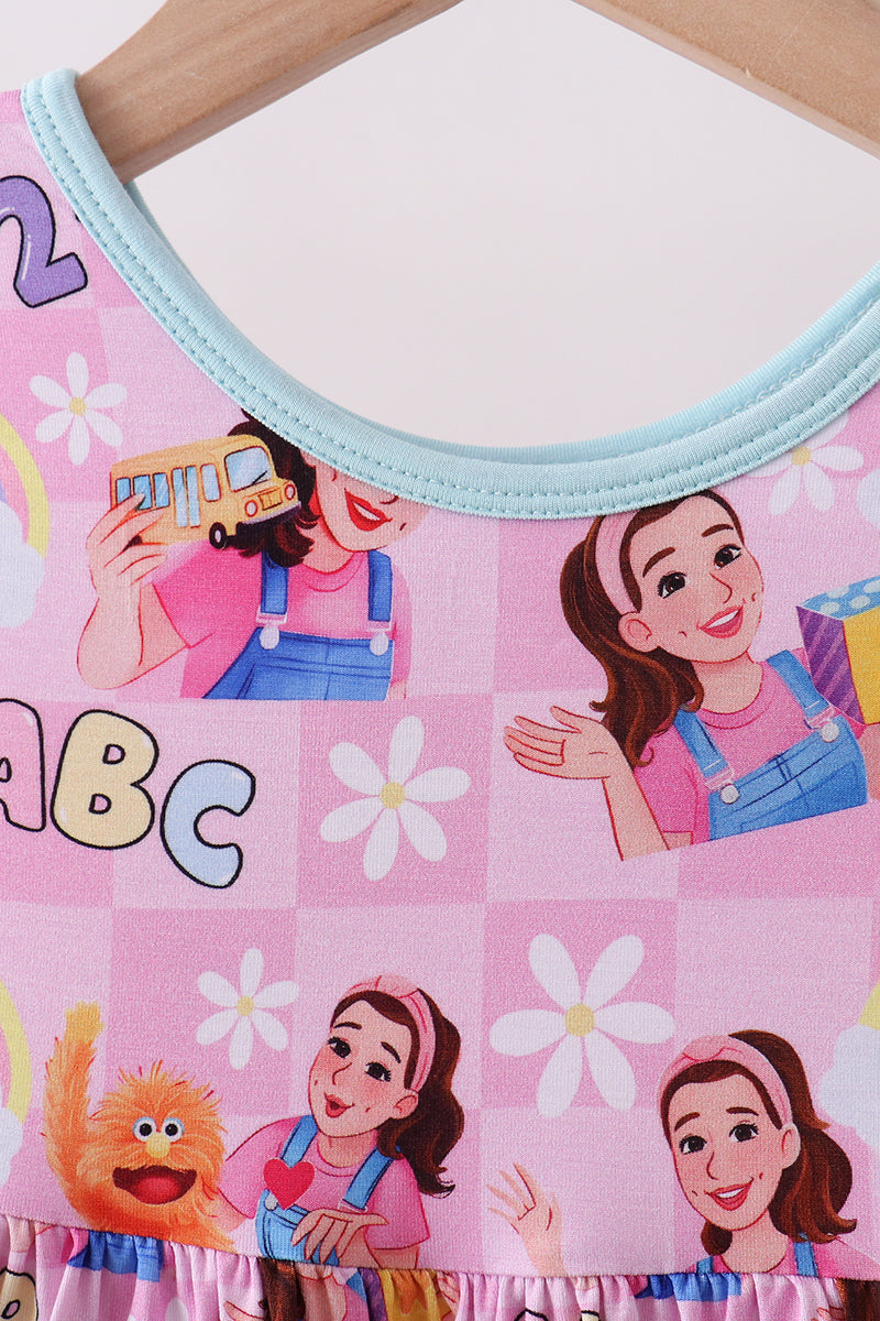 Ensemble de bambou rose à personnage