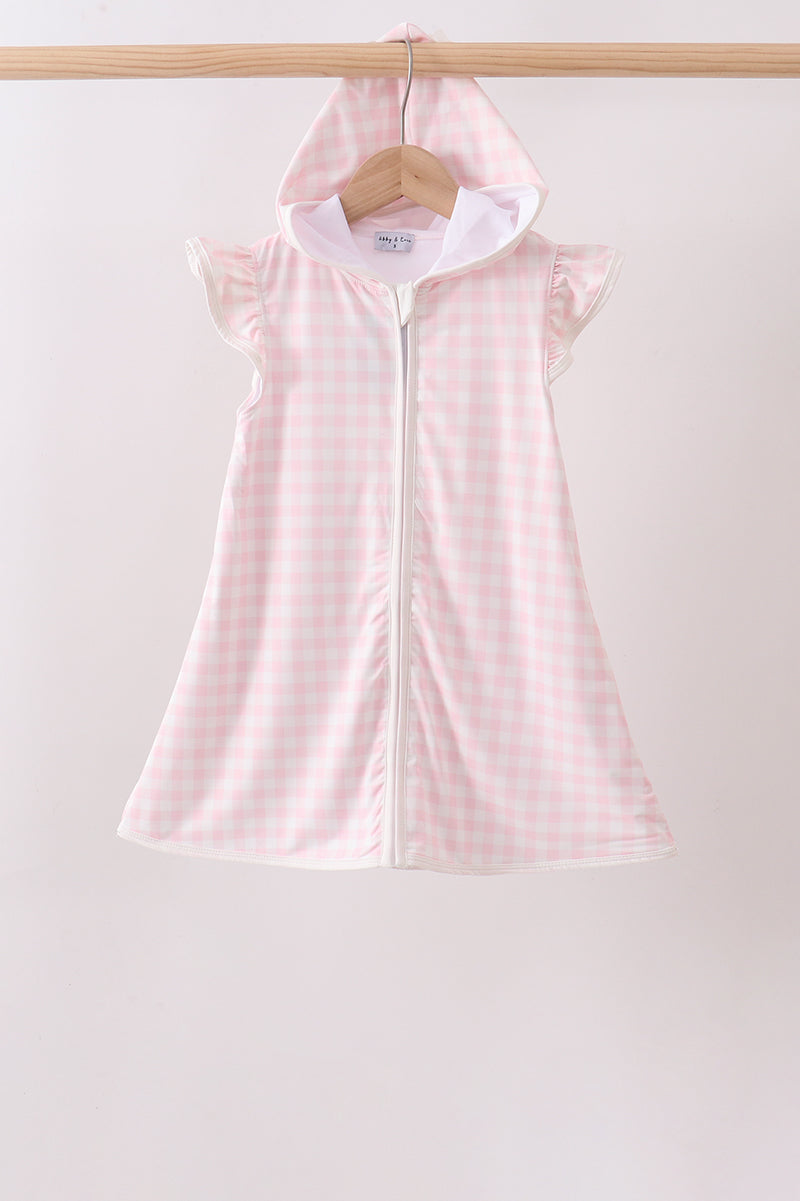 Couvre-maillot à carreaux roses anti-UV