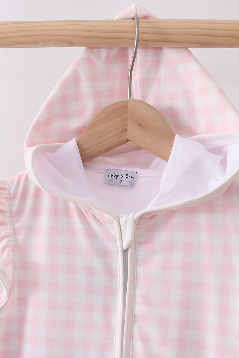 Couvre-maillot à carreaux roses anti-UV