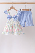 Ensemble Chouchou Volant Hortensia Bleu