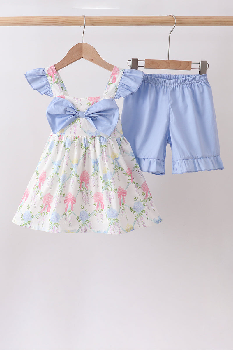 Ensemble Chouchou Volant Hortensia Bleu