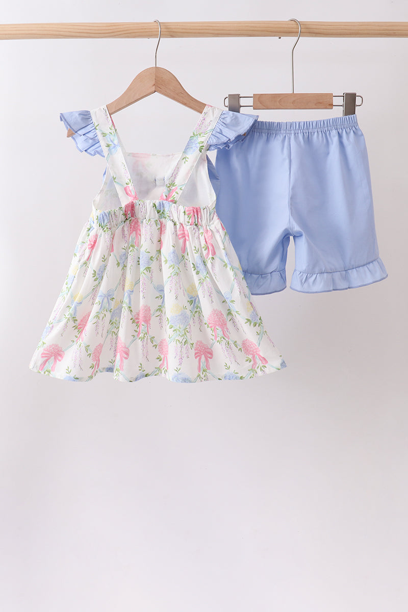 Ensemble Chouchou Volant Hortensia Bleu