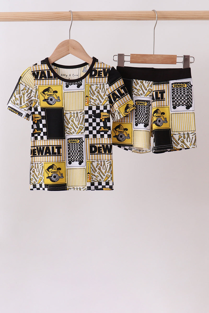 Ensemble pyjama bambou outils noirs et jaunes
