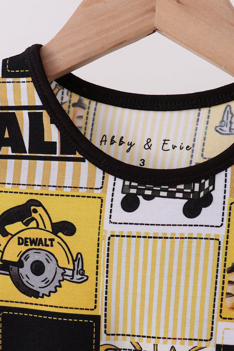Ensemble pyjama bambou outils noirs et jaunes