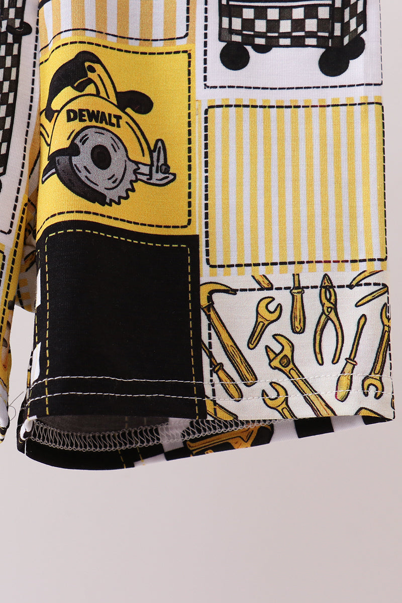 Ensemble pyjama bambou outils noirs et jaunes