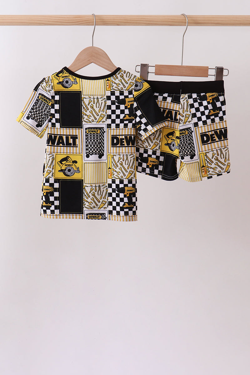 Ensemble pyjama bambou outils noirs et jaunes