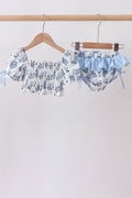Ensemble de bain smocké anti-UV Blue Beach
