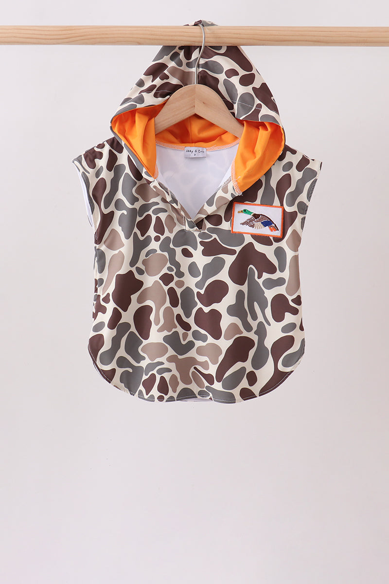 Cache-maillot anti-UV brodé canard camouflage