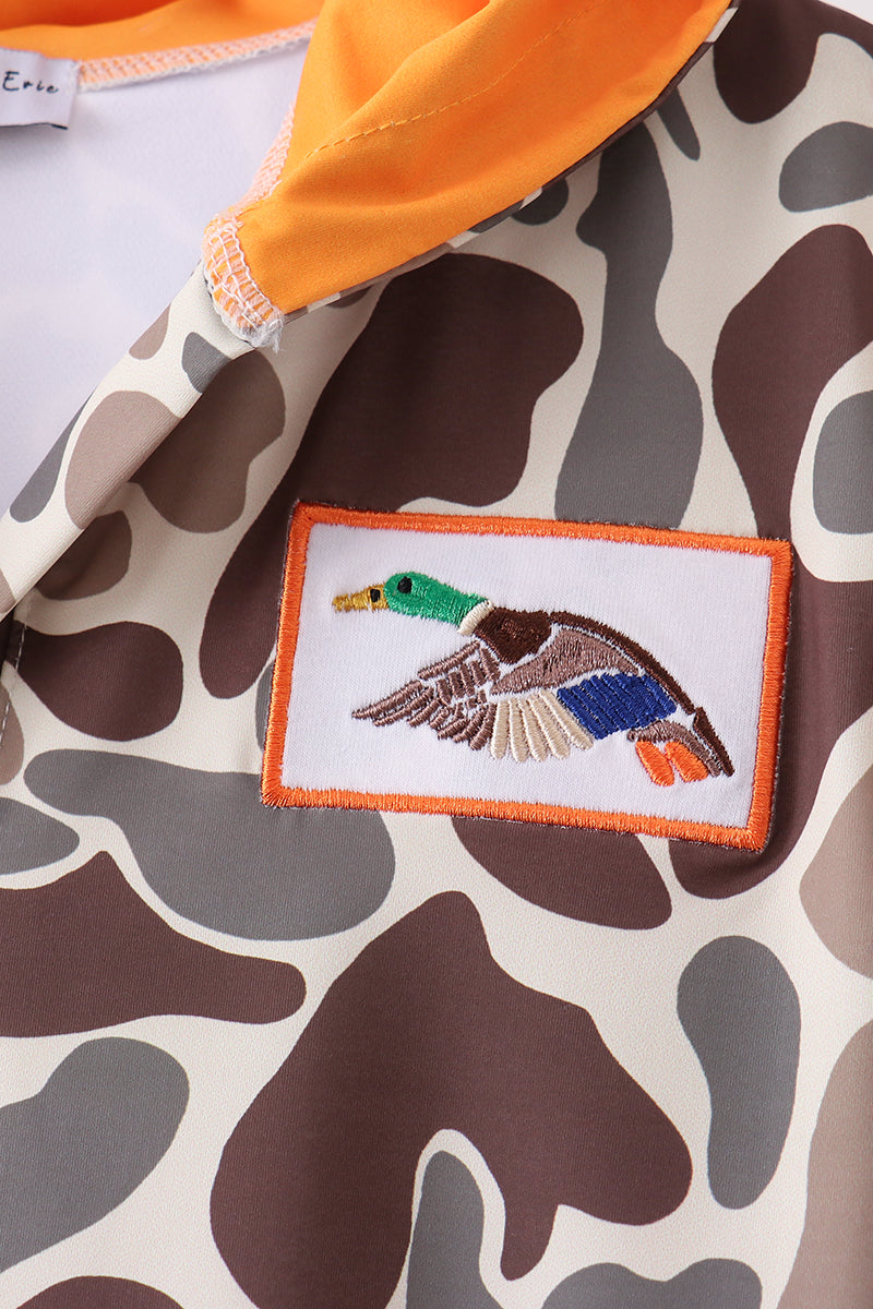 Cache-maillot anti-UV brodé canard camouflage