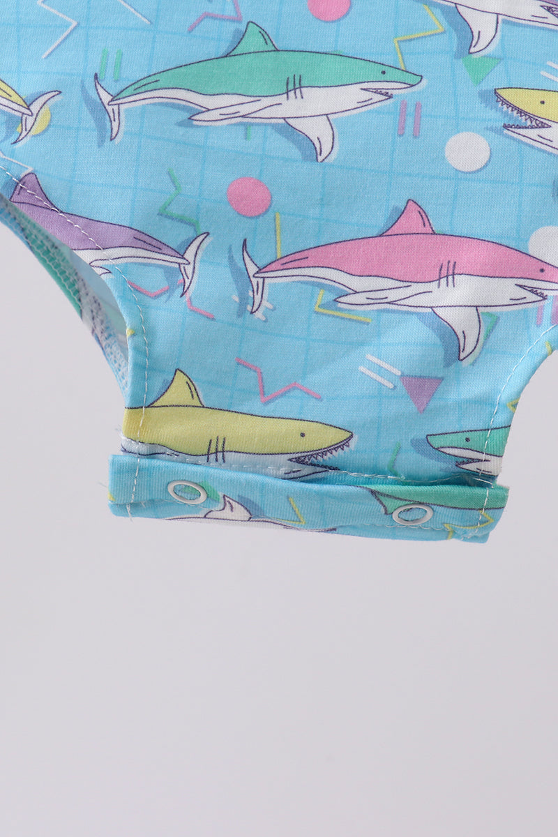 Combinaison barboteuse à volants Requin bleu