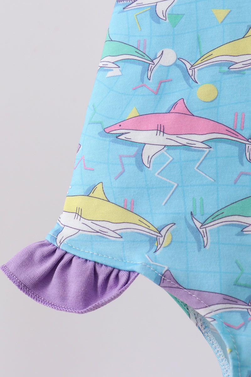 Combinaison barboteuse à volants Requin bleu