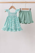 Ensemble smocké floral sauge