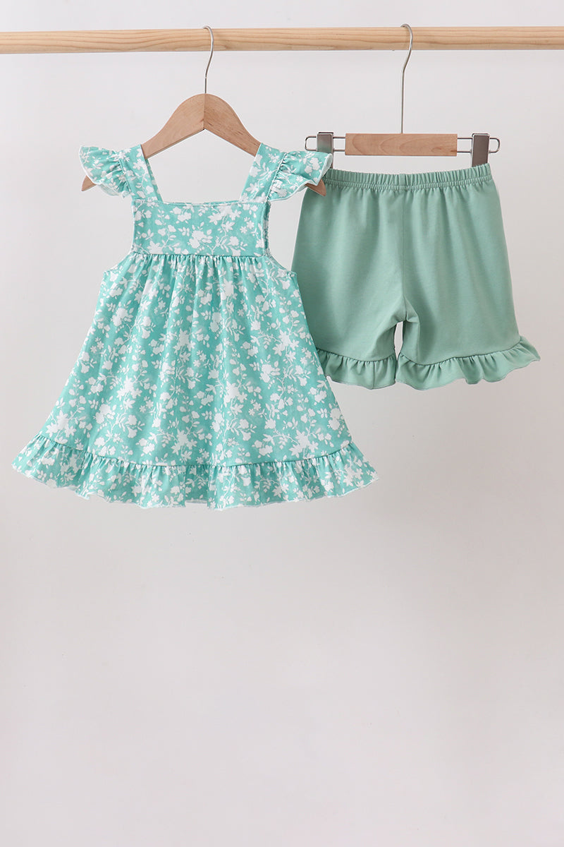 Ensemble smocké floral sauge