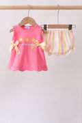 Ensemble bloomer brodé rayé You're my sunshine