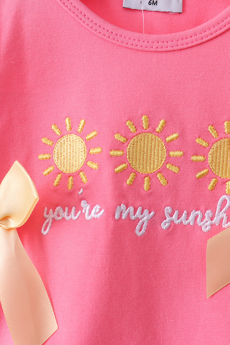 Ensemble bloomer brodé rayé You're my sunshine