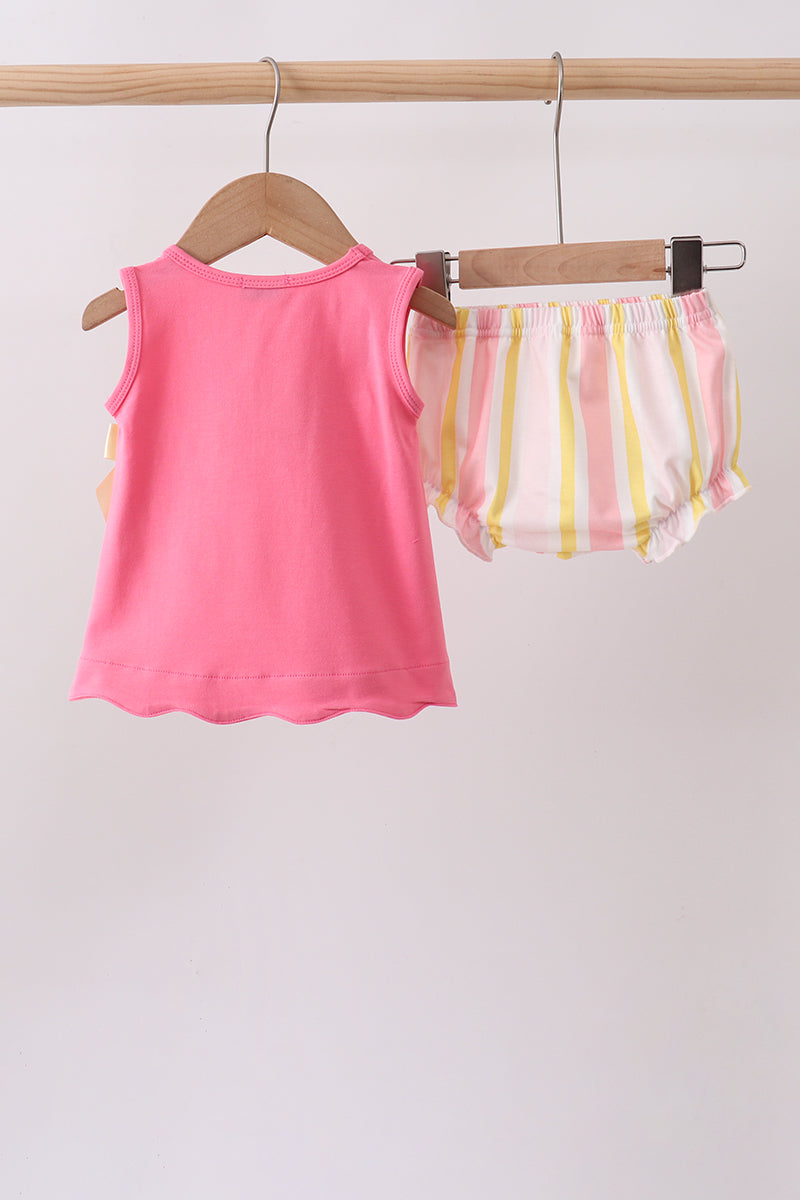 Ensemble bloomer brodé rayé You're my sunshine