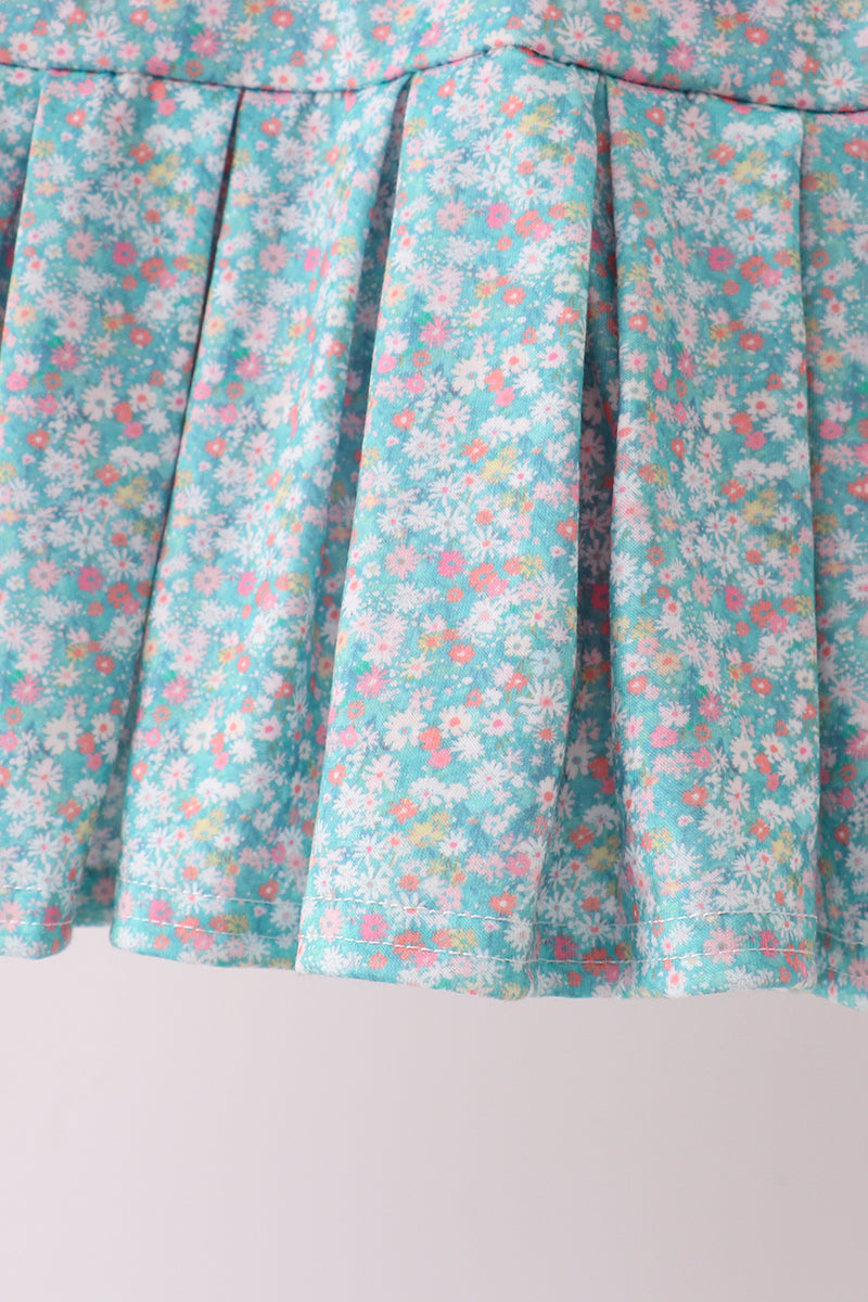 Ensemble jupe-culotte appliqué fleuri Ourson rose