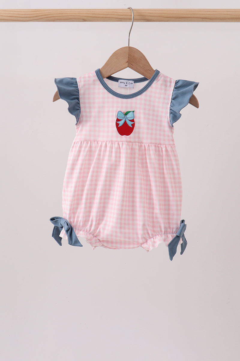 Bulgomme brodée en vichy rose et pomme