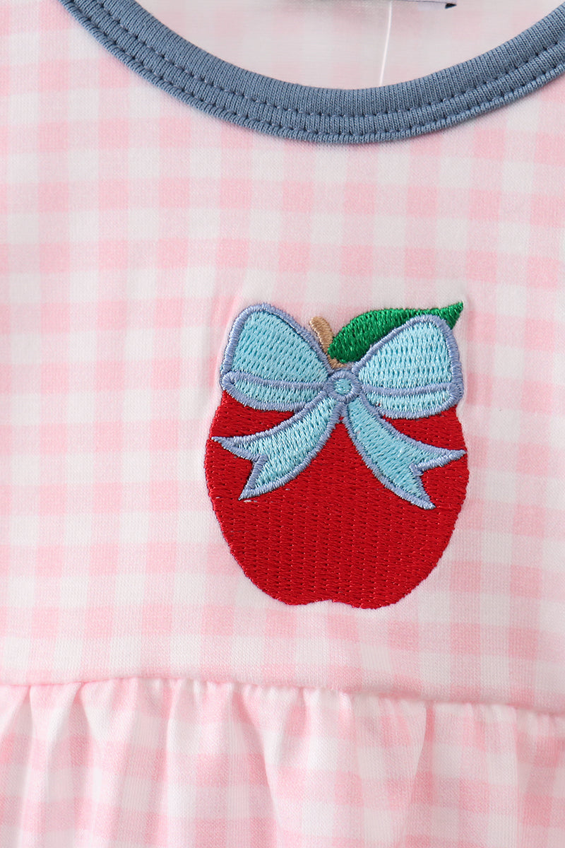 Bulgomme brodée en vichy rose et pomme