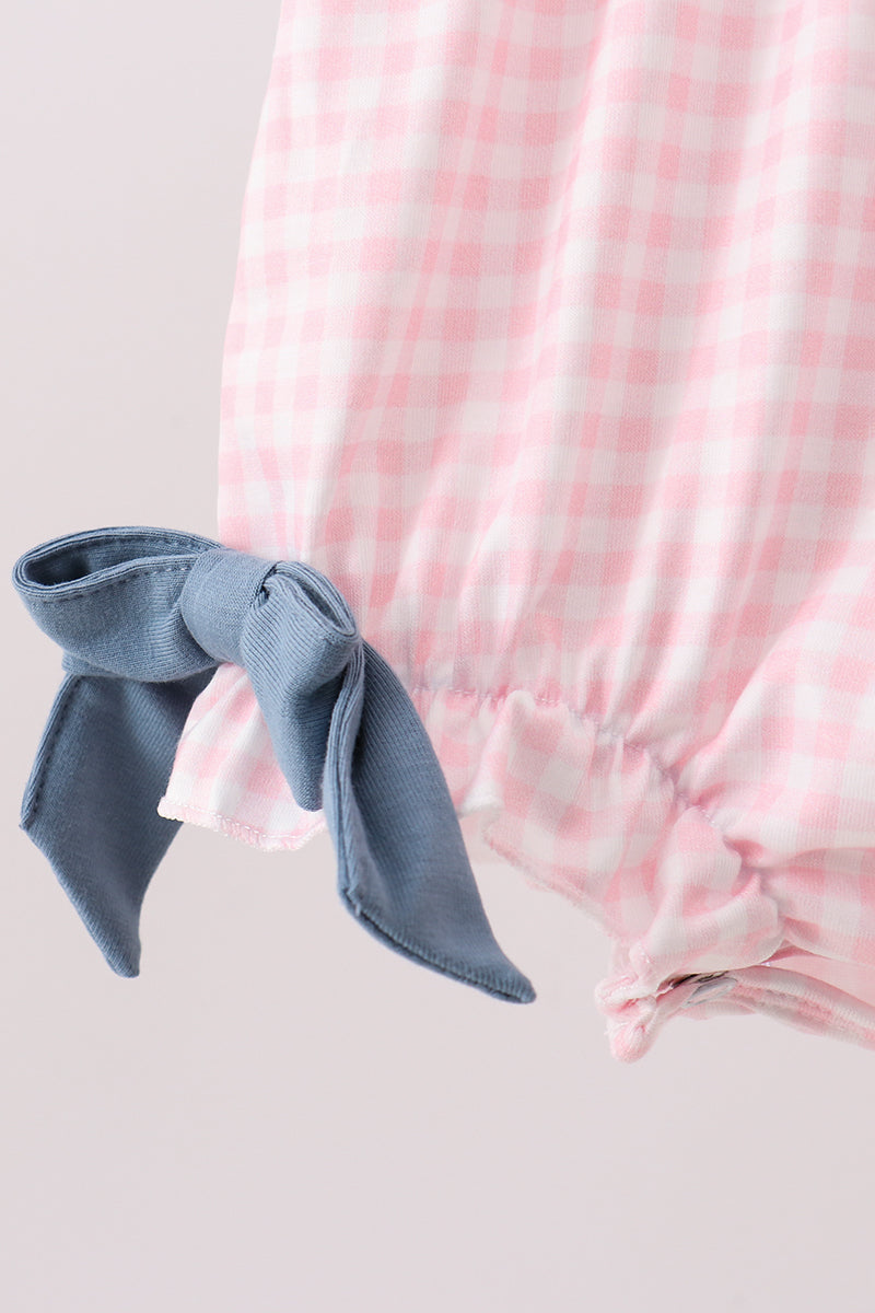 Bulgomme brodée en vichy rose et pomme