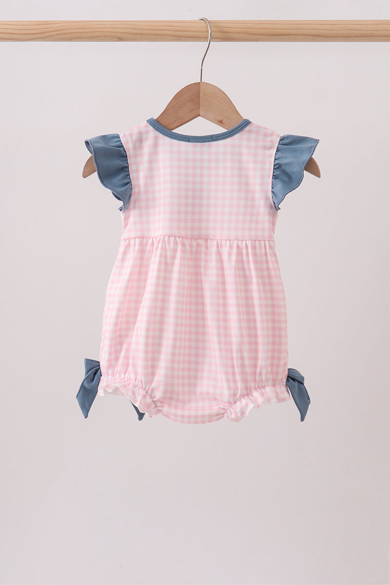 Bulgomme brodée en vichy rose et pomme