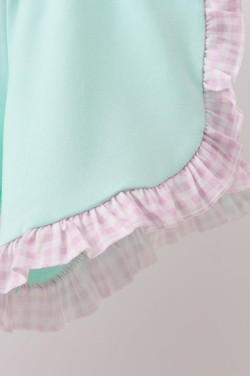 Ensemble brodé écossais crème glacée violet