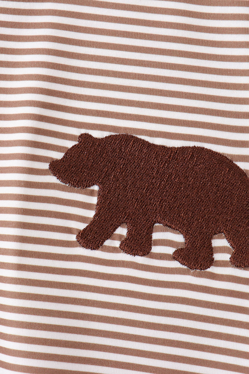 Ensemble brodé Ours brun à rayures