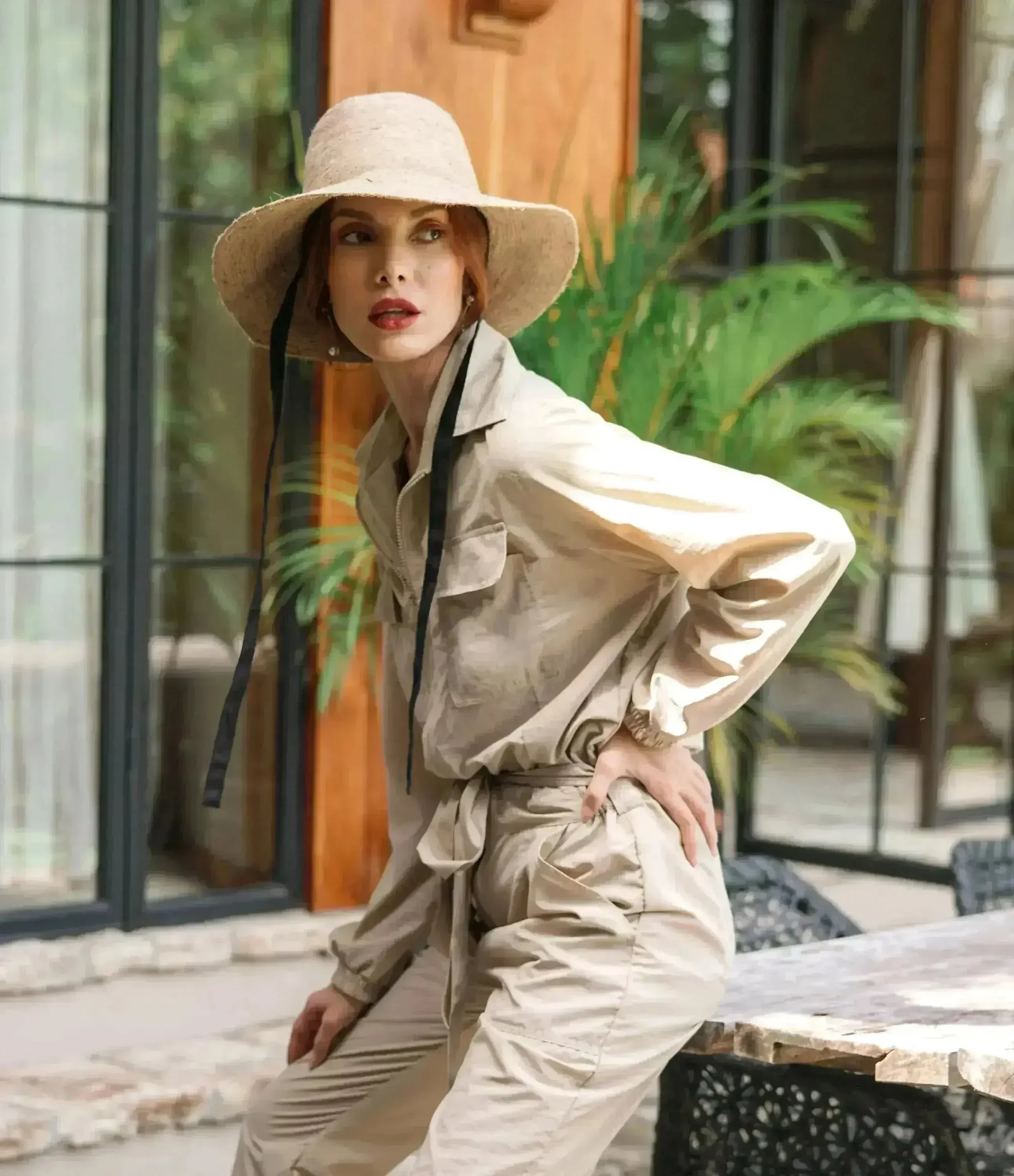 Chapeau en paille de jute MEG beige clair
