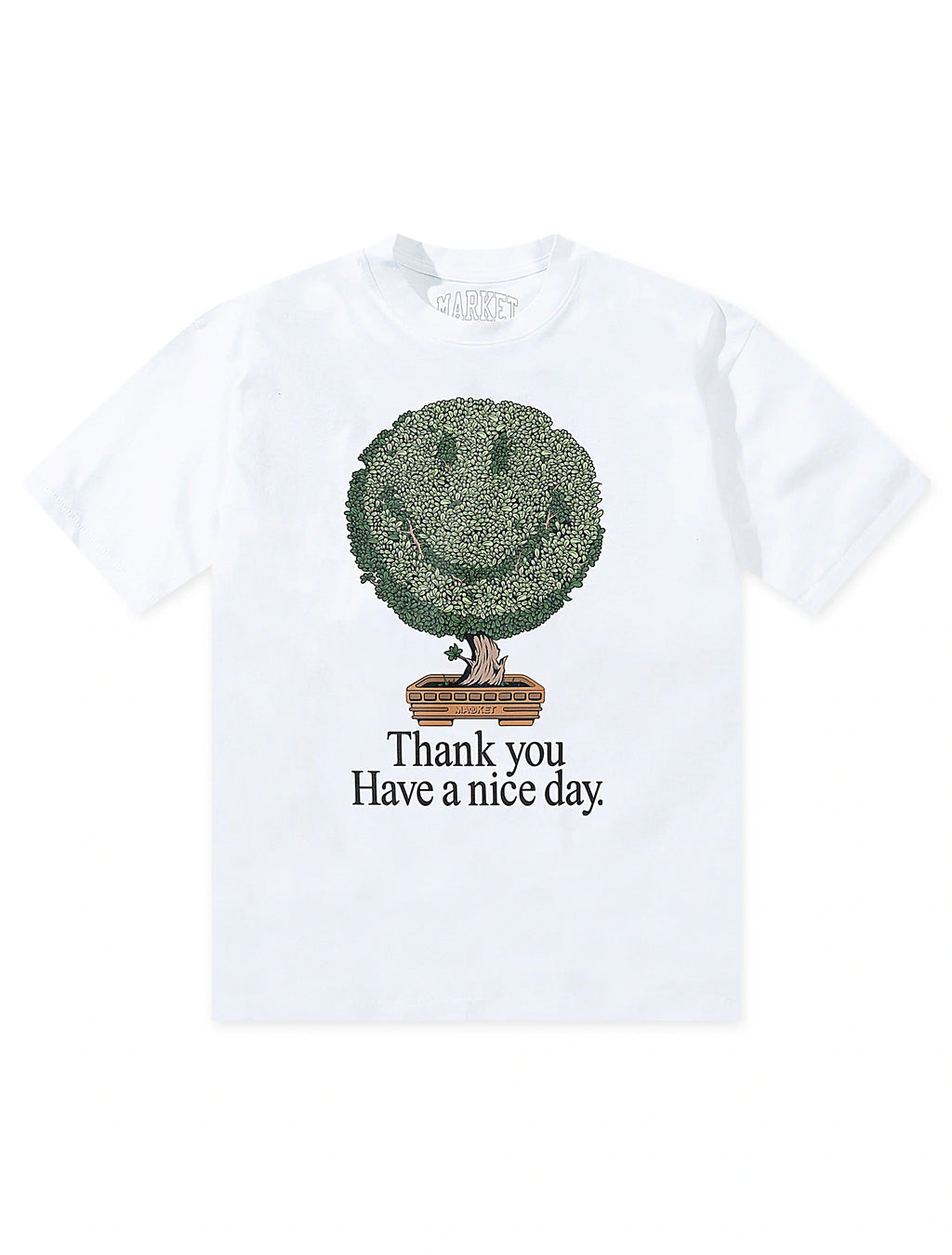 T-shirt Market Studios Smiley Bonsai Tree - Blanc