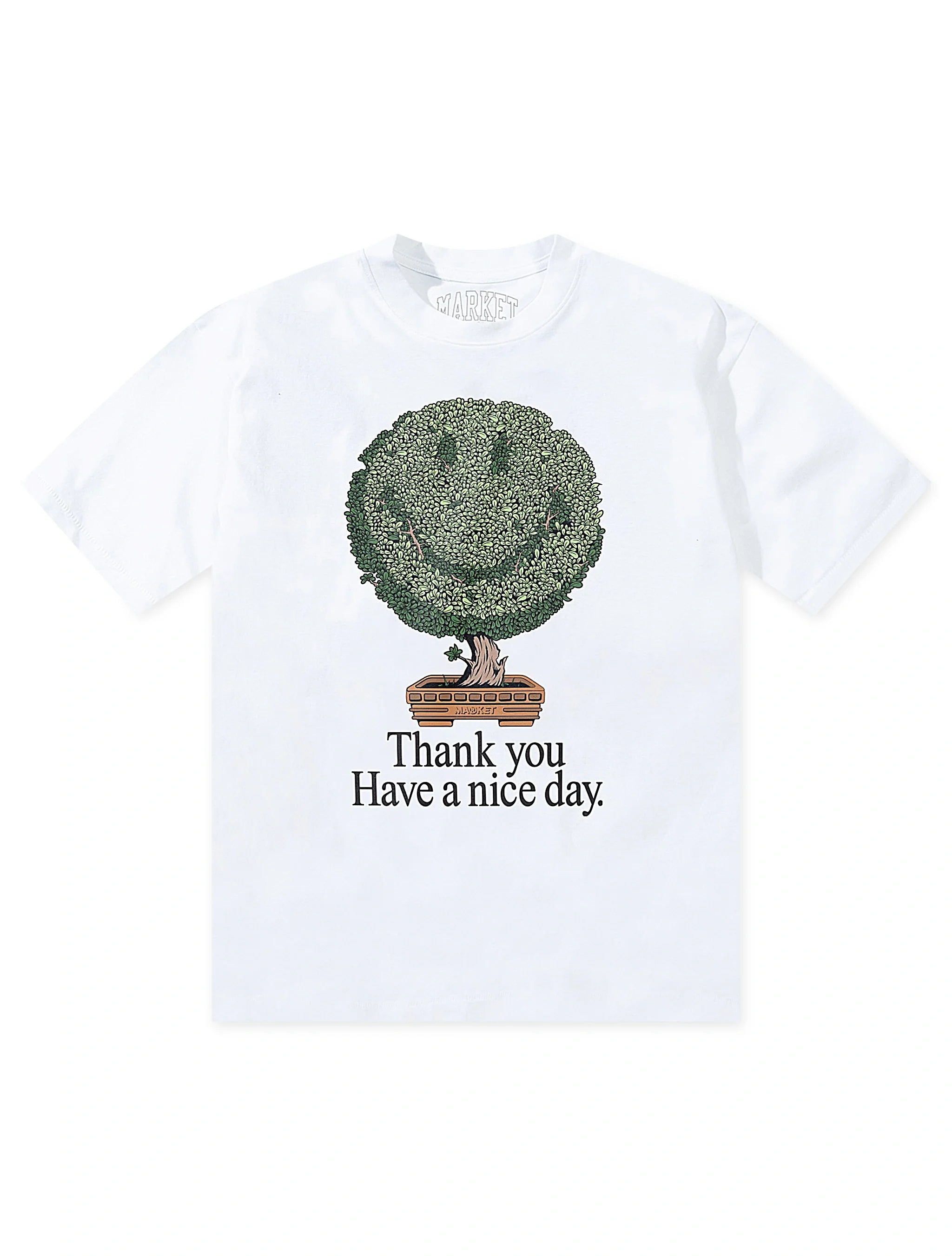 T-shirt Market Studios Smiley Bonsai Tree - Blanc