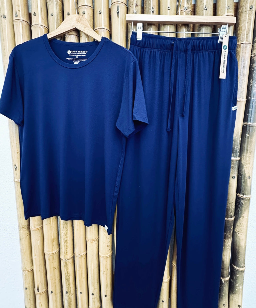 Ensemble de pyjama de détente en bambou doux pour homme - Haut à manches courtes et pantalon