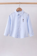 Chemise boutonnée brodée d'un lapin à rayures bleues