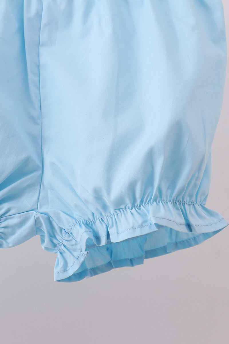 Ensemble bloomer à volants et nœud bleu