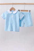 Ensemble short brodé croix bleue