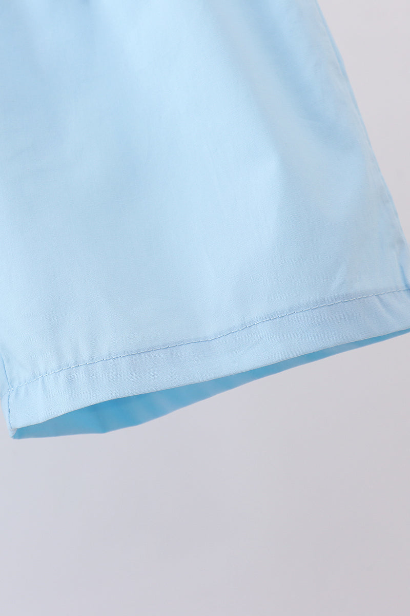Ensemble short brodé croix bleue