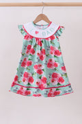 Robe rose à motif floral brodée "I love Dad"