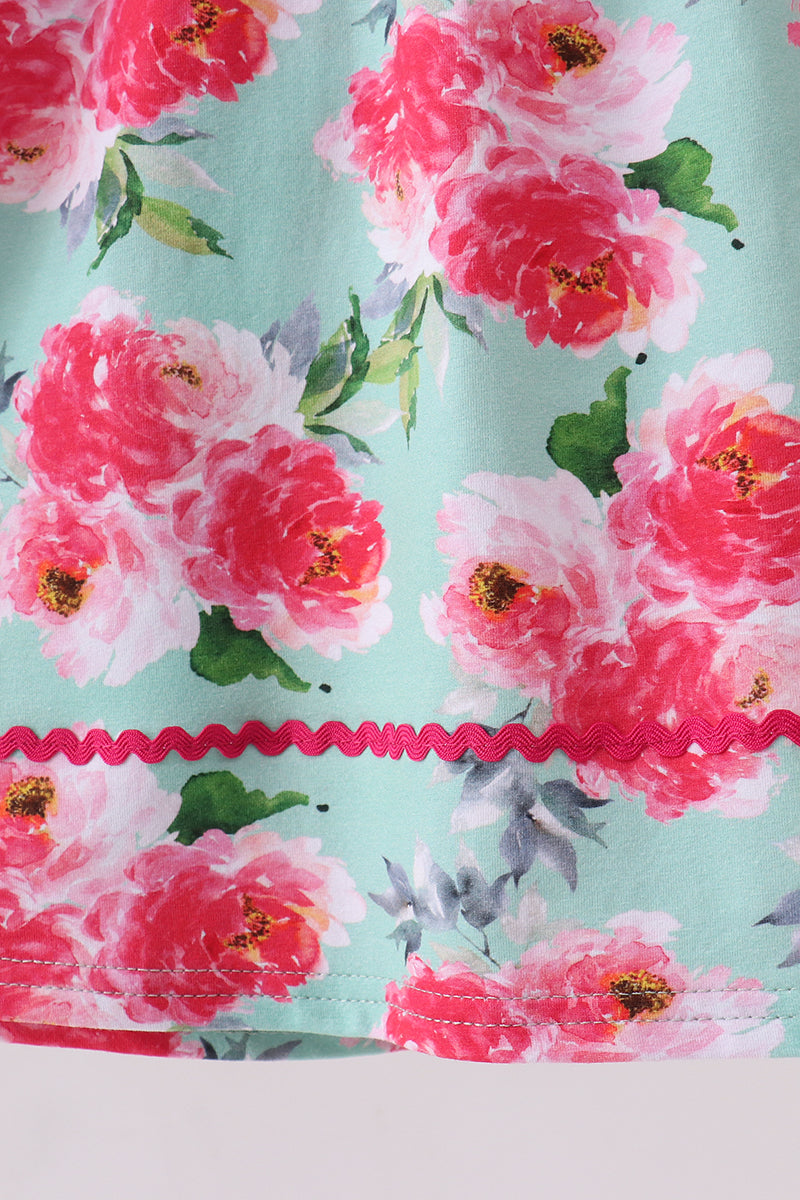 Robe rose à motif floral brodée "I love Dad"