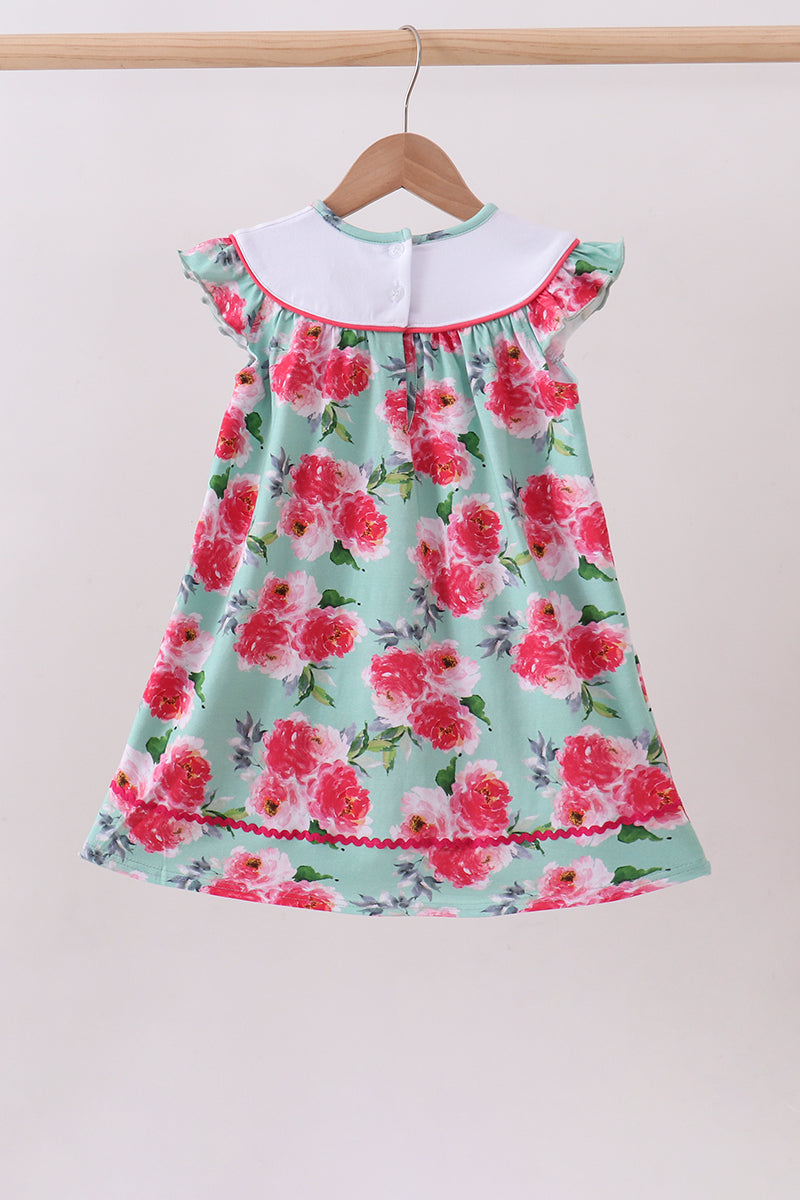 Robe rose à motif floral brodée "I love Dad"