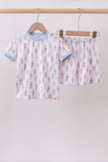 Ensemble de pyjama en bambou imprimé crème glacée bleue